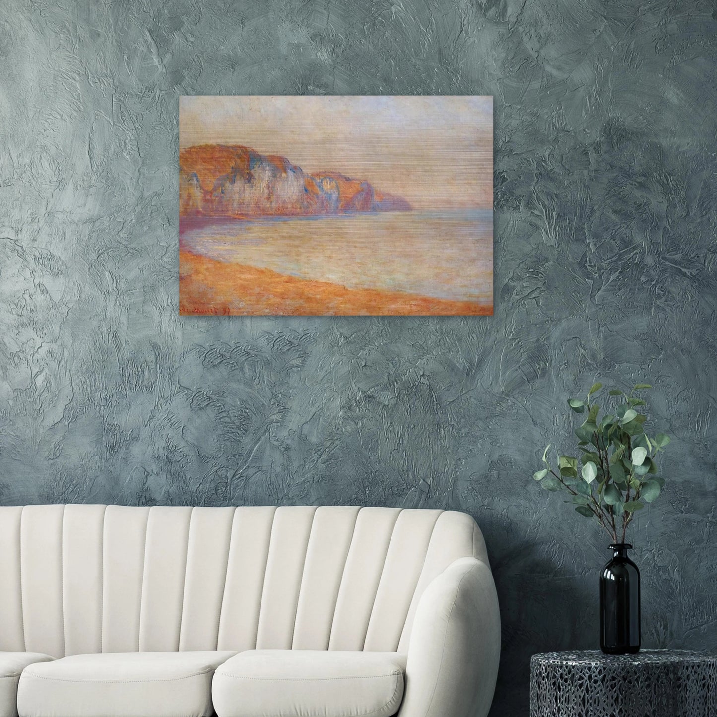 Cliff at Pourville in the Morning - claude monet Brushed Aluminum Print - 70x100 cm / 28x40 inches | claude monet Aluminum Print | claude monet Prints
