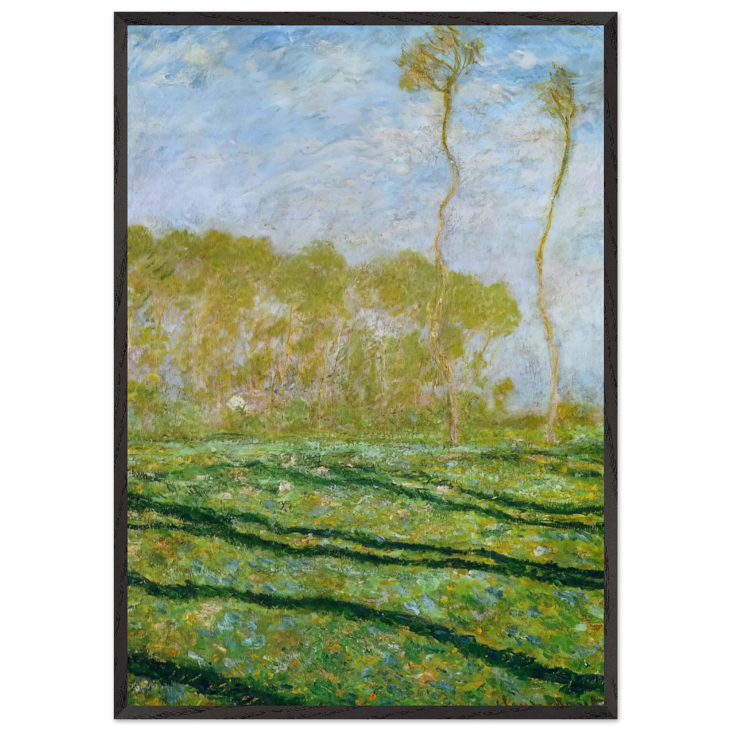 Springtime Landscape at Giverny - claude monet 70x100 cm / 28x40 inches Framed Art Print – Black Wooden Frame