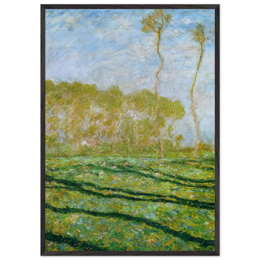 Springtime Landscape at Giverny - claude monet 70x100 cm / 28x40 inches Framed Art Print – Black Wooden Frame