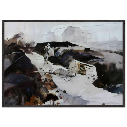 THE WHITE DORY 1941 - Andrew Wyeth 70x100 cm / 28x40 inches Framed Art Print – Black Wooden Frame