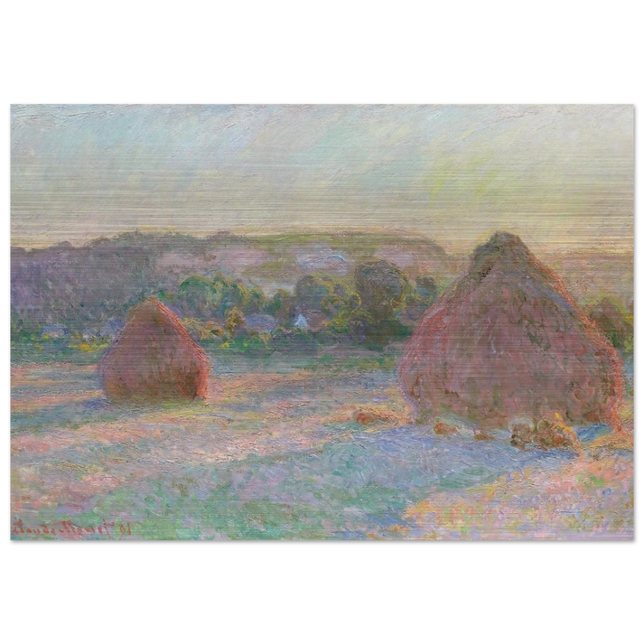 Stacks of Wheat End of Summer - claude monet Brushed Aluminum Print - 70x100 cm / 28x40 inches | claude monet Aluminum Print | claude monet Prints