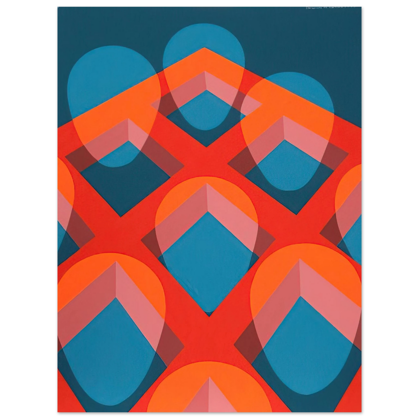 Clarence Holbrook Carter - Untitled - Faces in a Grid Red and Blue - 1973  75x100 cm / 30x40inches Fine Art Poster