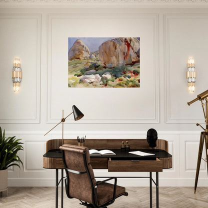 The Simplon. Large Rocks - John Singer Sargent Brushed Aluminum Print - 70x100 cm / 28x40 inches | John Singer Sargent Aluminum Print | John Singer Sargent Prints