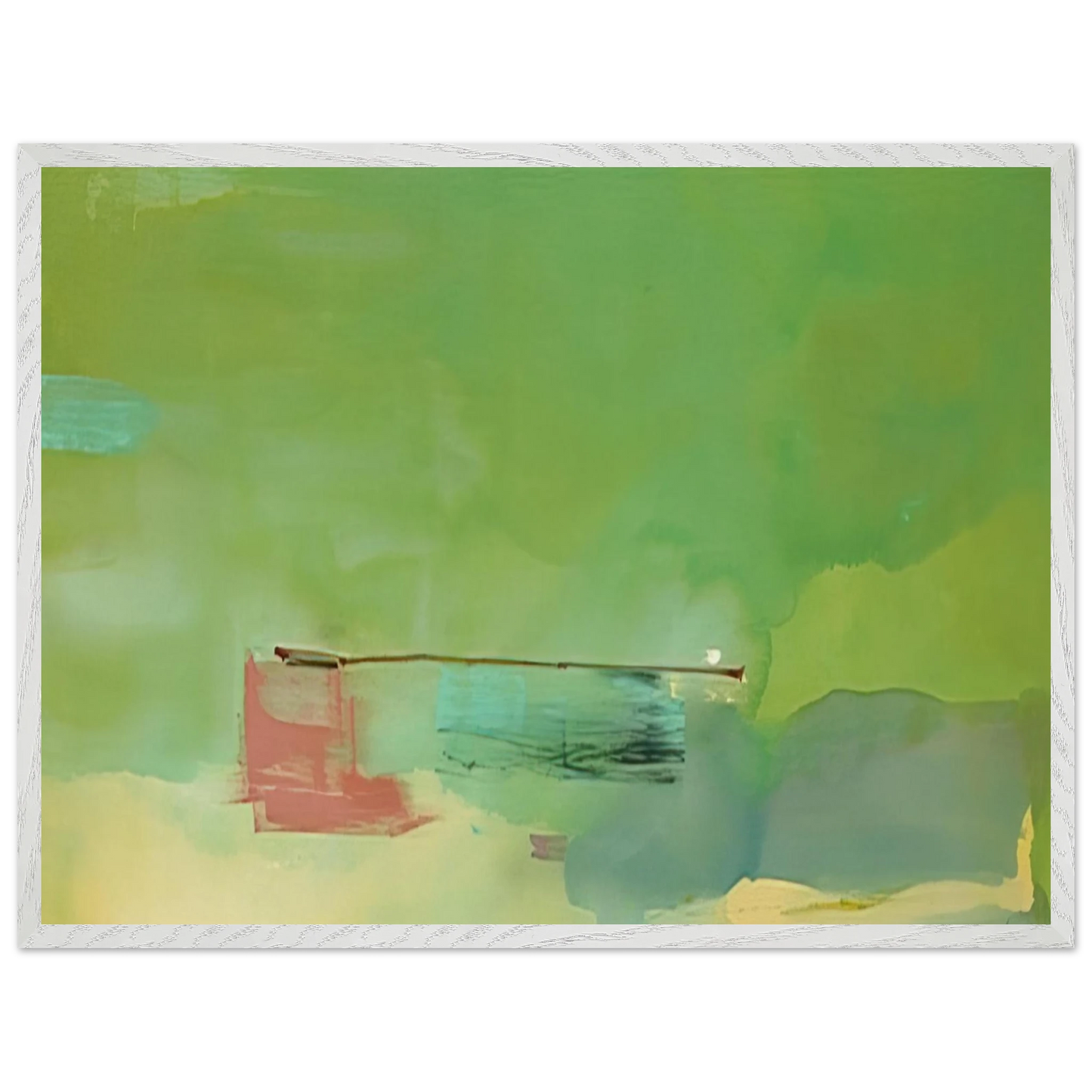 Helen Frankenthaler - Springscape - 1975 Wall art - 70x100 cm / 28x40 inches - Premium Wooden Framed Poster With Fine Art Paper-canvas - White frame