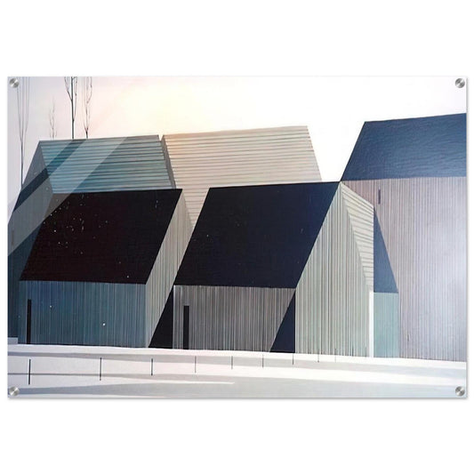 Barns - Eyvind Earle Acrylic Print - 70x100 cm / 28x40″ inches