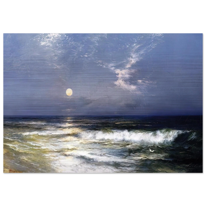 Moonlit Seascape - Thomas Moran Brushed Aluminum Print - 70x100 cm / 28x40 inches | Thomas Moran Aluminum Print | Thomas Moran Prints