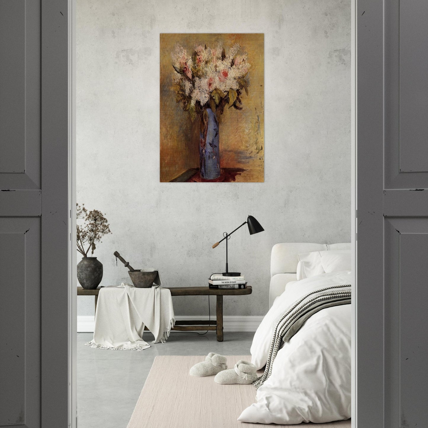 Vase of Lilacs and Roses - Pierre-Auguste Renoir Brushed Aluminum Print - 70x100 cm / 28x40 inches | Pierre-Auguste Renoir Aluminum Print | Pierre-Auguste Renoir Prints