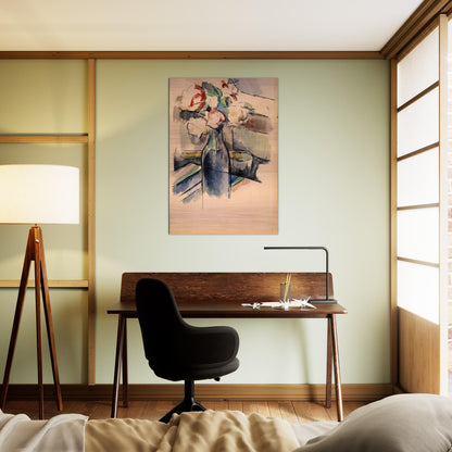 Roses in a Bottle - Paul Cézanne Brushed Aluminum Print - 70x100 cm / 28x40 inches | Paul Cézanne Aluminum Print | Paul Cézanne Prints