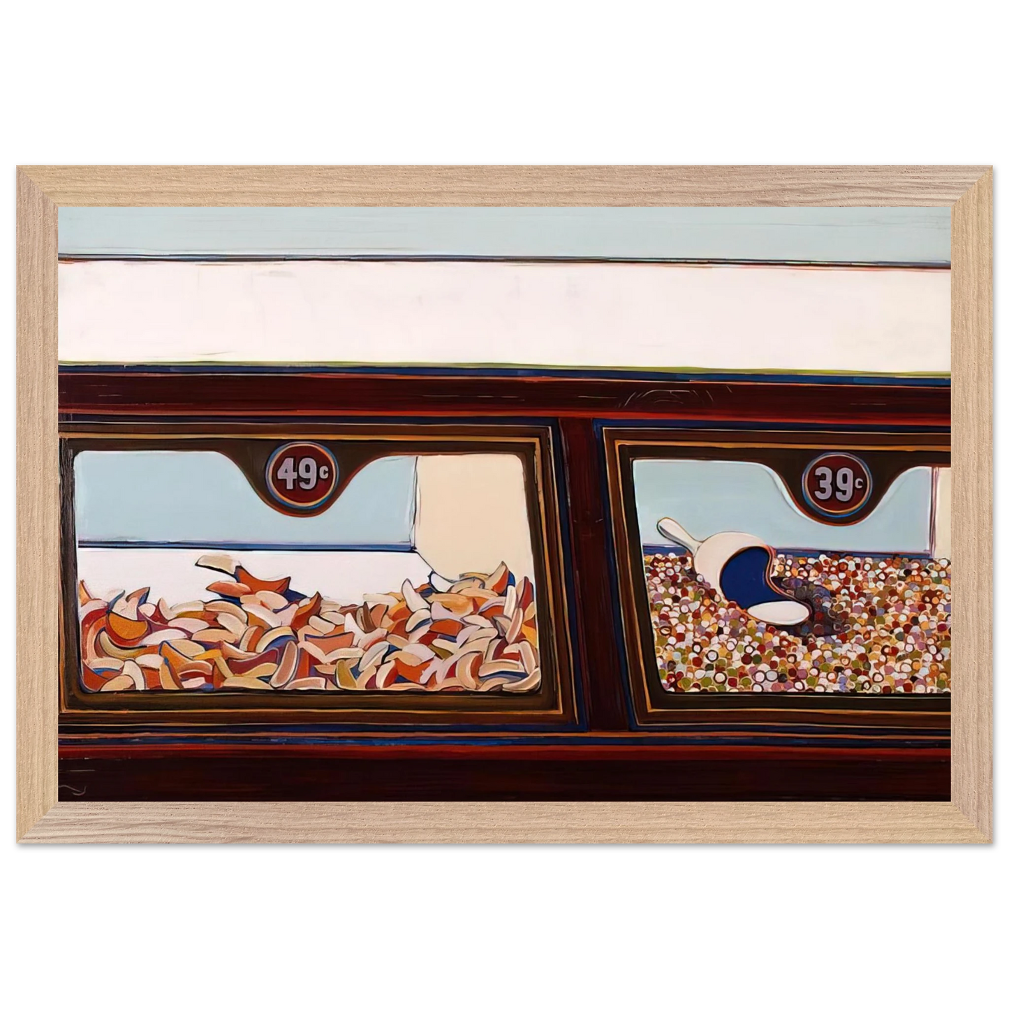 Wayne Thiebaud - Candy Counter - 1963 Wall Art - 30x40 cm / 12x16 inches - Premium Wooden Framed Poster With Fine Art Paper-canvas - White frame