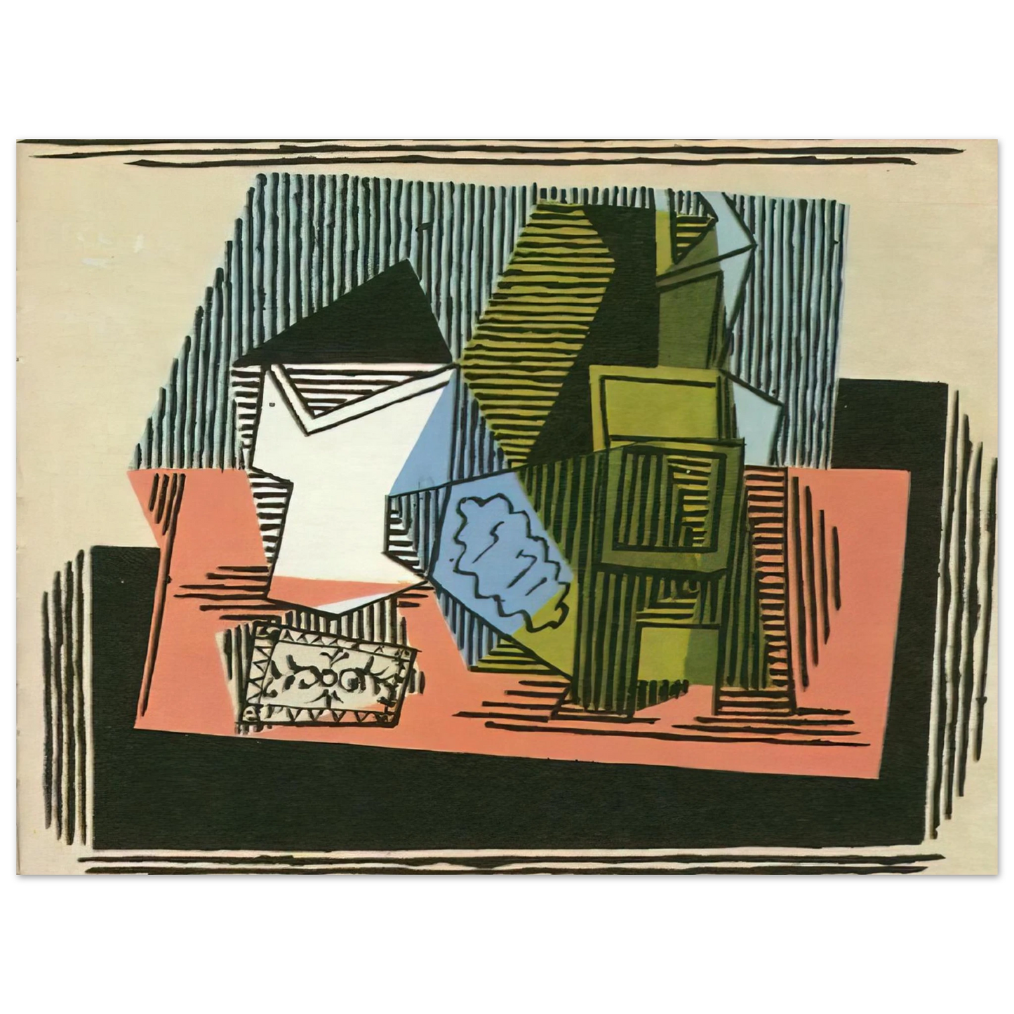 Pablo Picasso - Glass, bottle, packet of tobacco  75x100 cm / 30x40inches Fine Art Poster