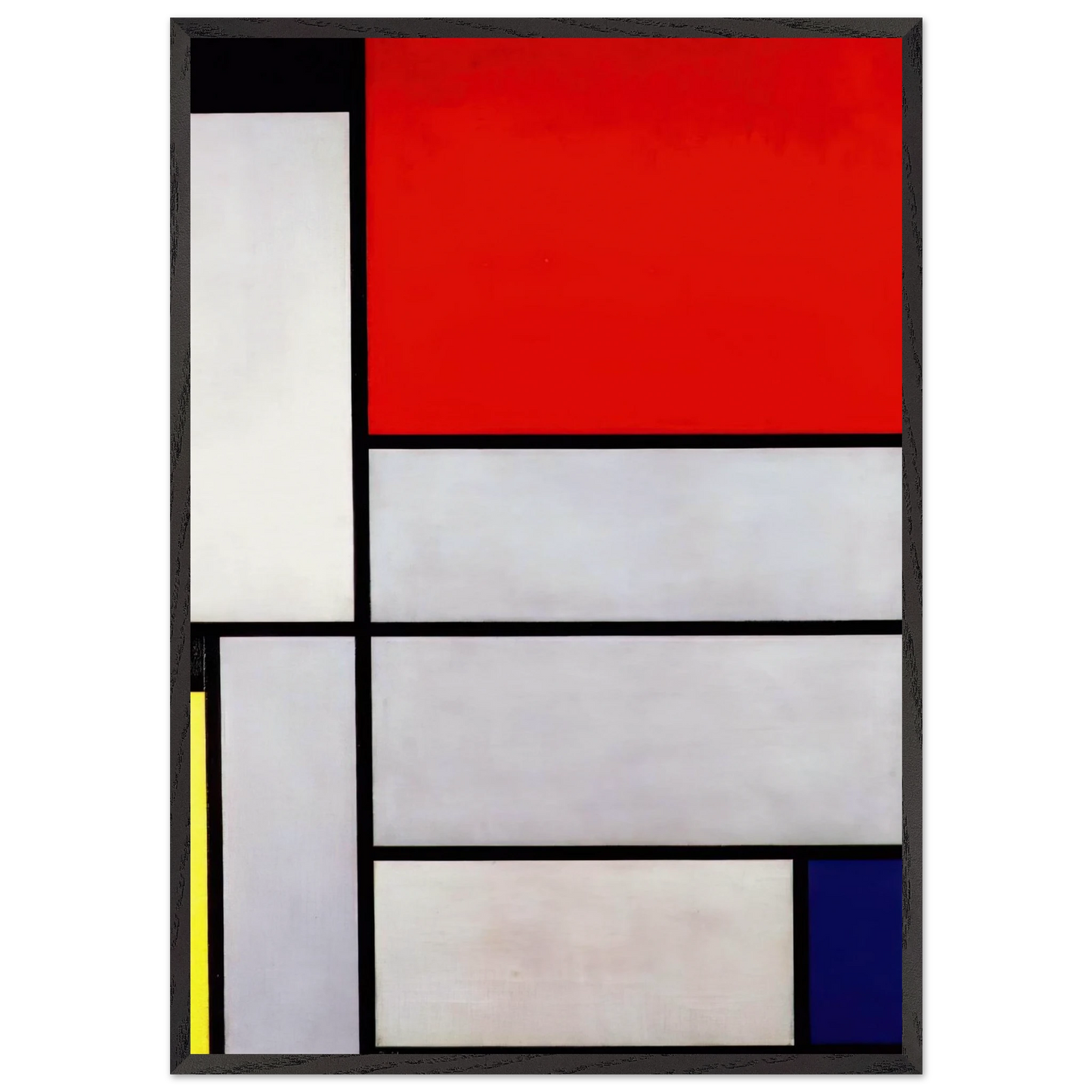 Tableau I - Piet Mondrian 70x100 cm / 28x40 inches Framed Art Print – Black Wooden Frame