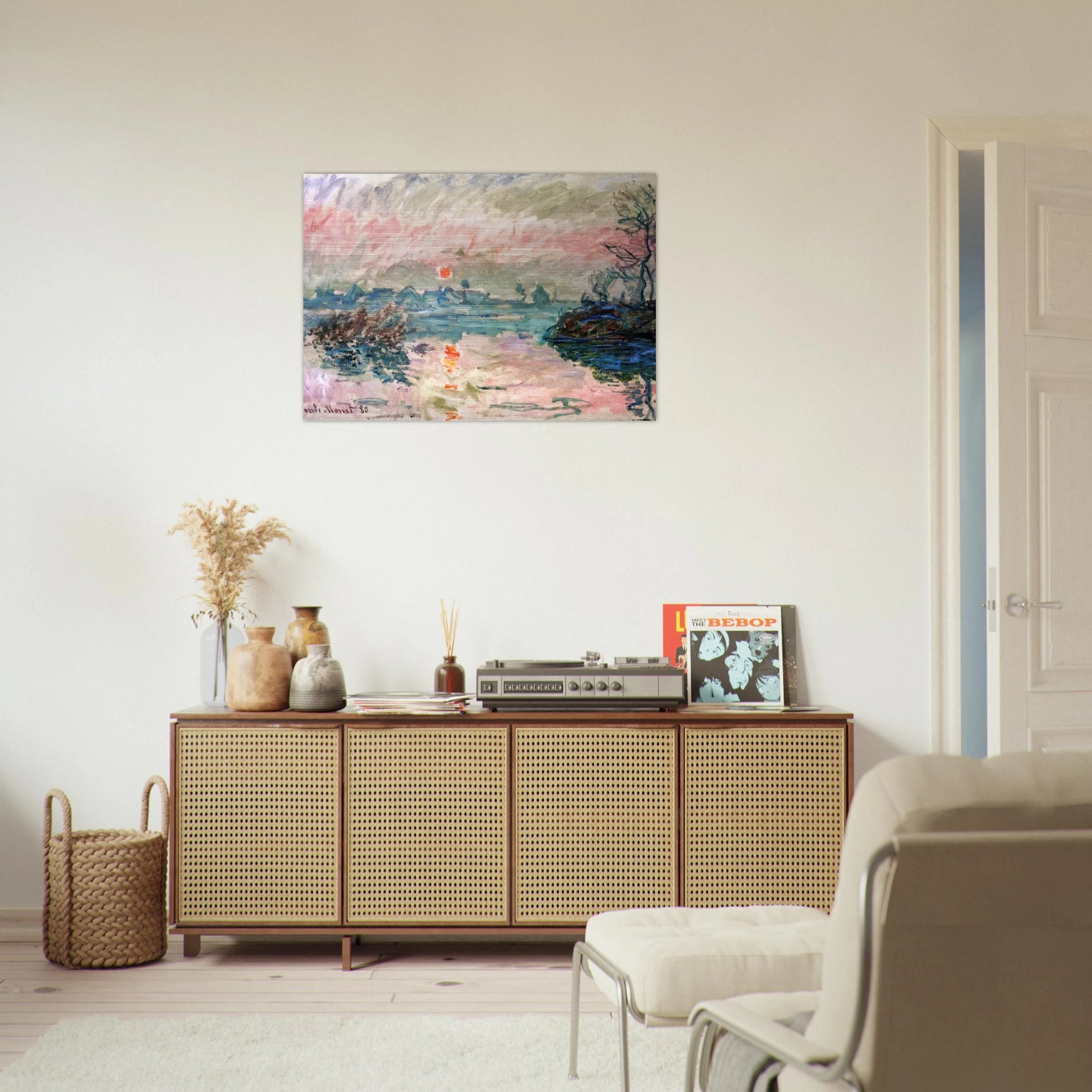 Sunset at Lavacourt - claude monet Brushed Aluminum Print - 70x100 cm / 28x40 inches | claude monet Aluminum Print | claude monet Prints
