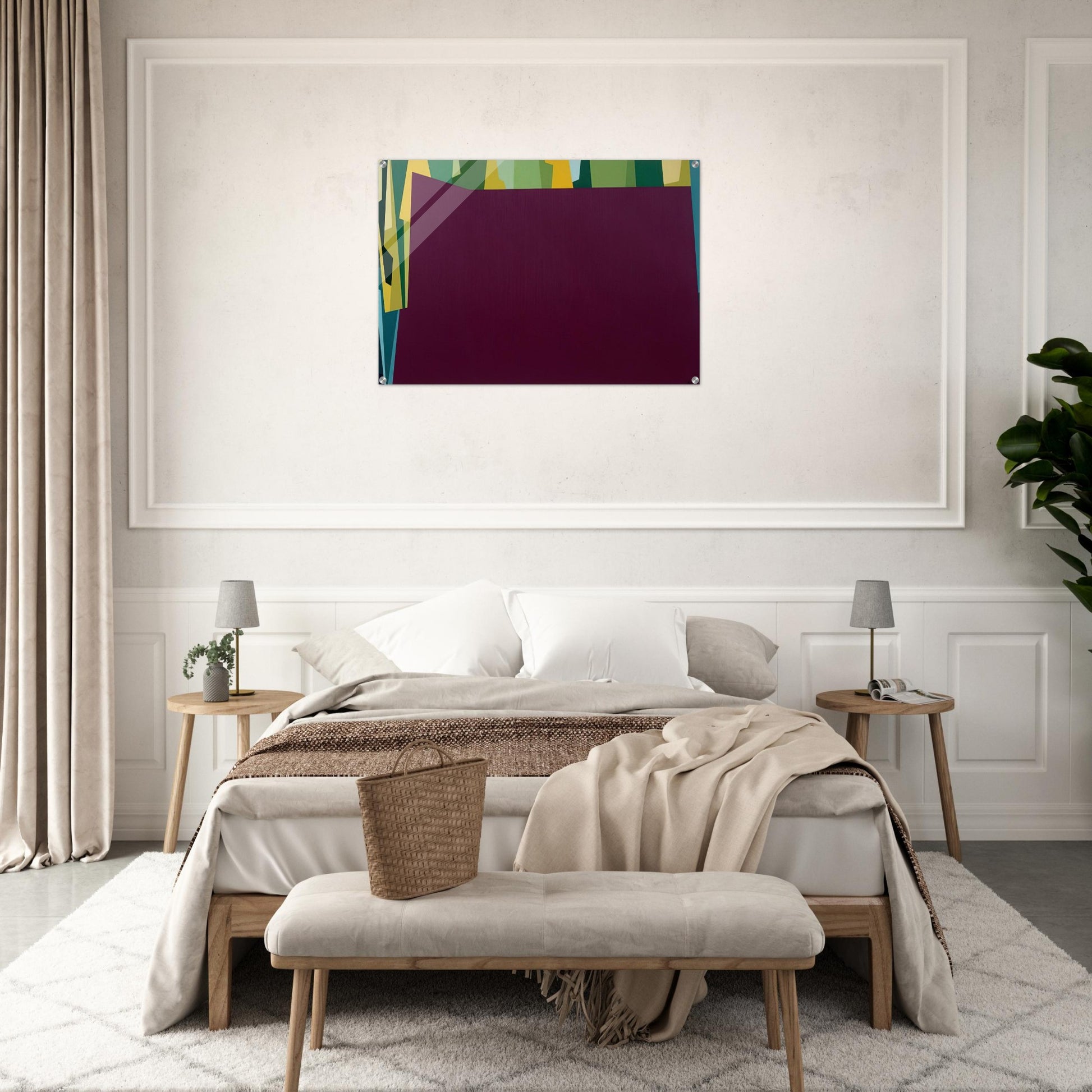 Interlocking Forms Big Magenta With Green - 1959 - Karl Benjamin Acrylic Print - 70x100 cm / 28x40″ inches