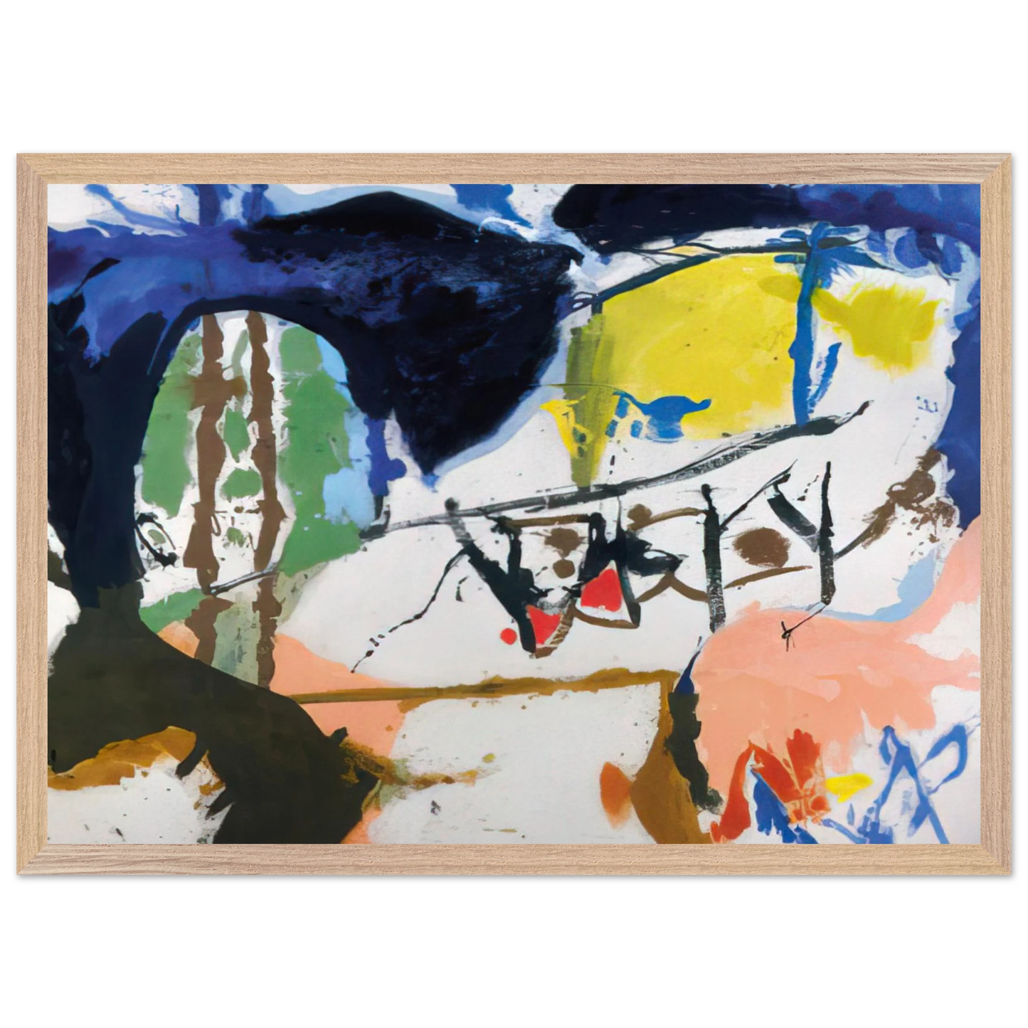 Helen Frankenthaler - Acres - 1959 Wall art - 21x29.7 cm / 8x12" - Premium Wooden Framed Poster With Fine Art Paper-canvas - Black frame