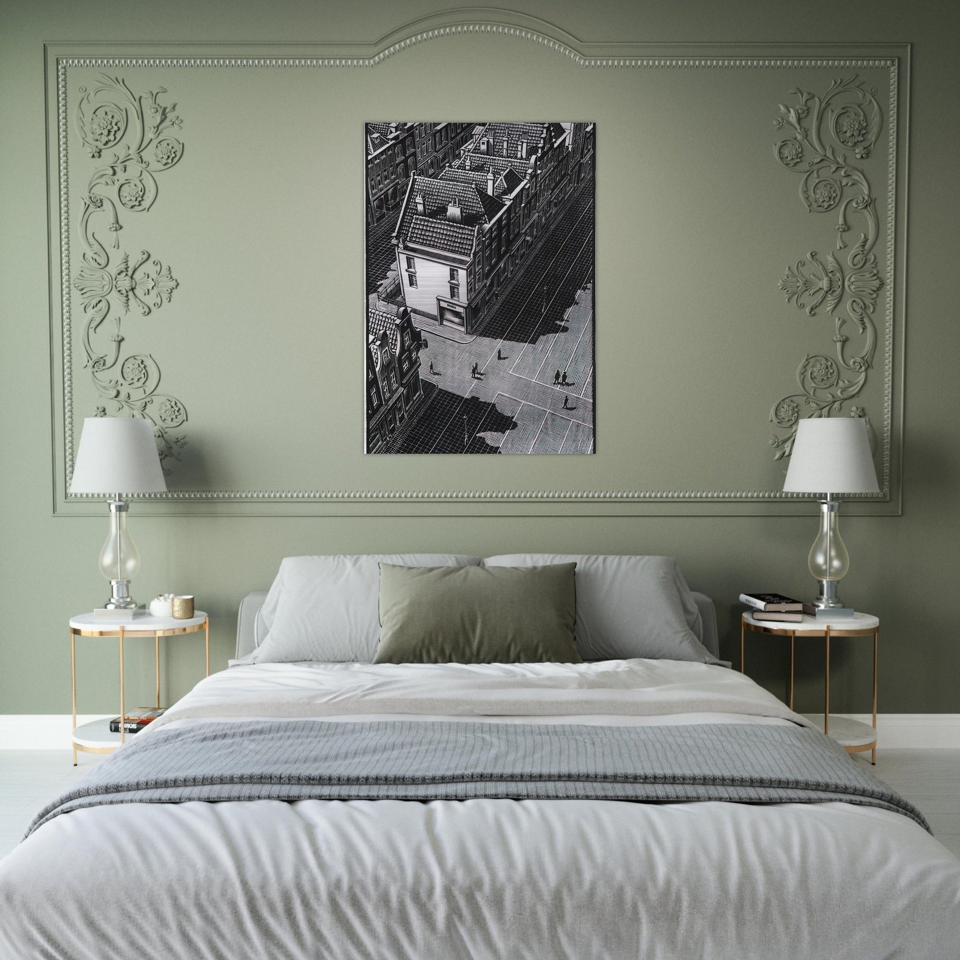 DELFT - MC Escher Brushed Aluminum Print - 70x100 cm / 28x40 inches | MC Escher Aluminum Print | MC Escher Prints | Maurits Cornelis Escher Prints