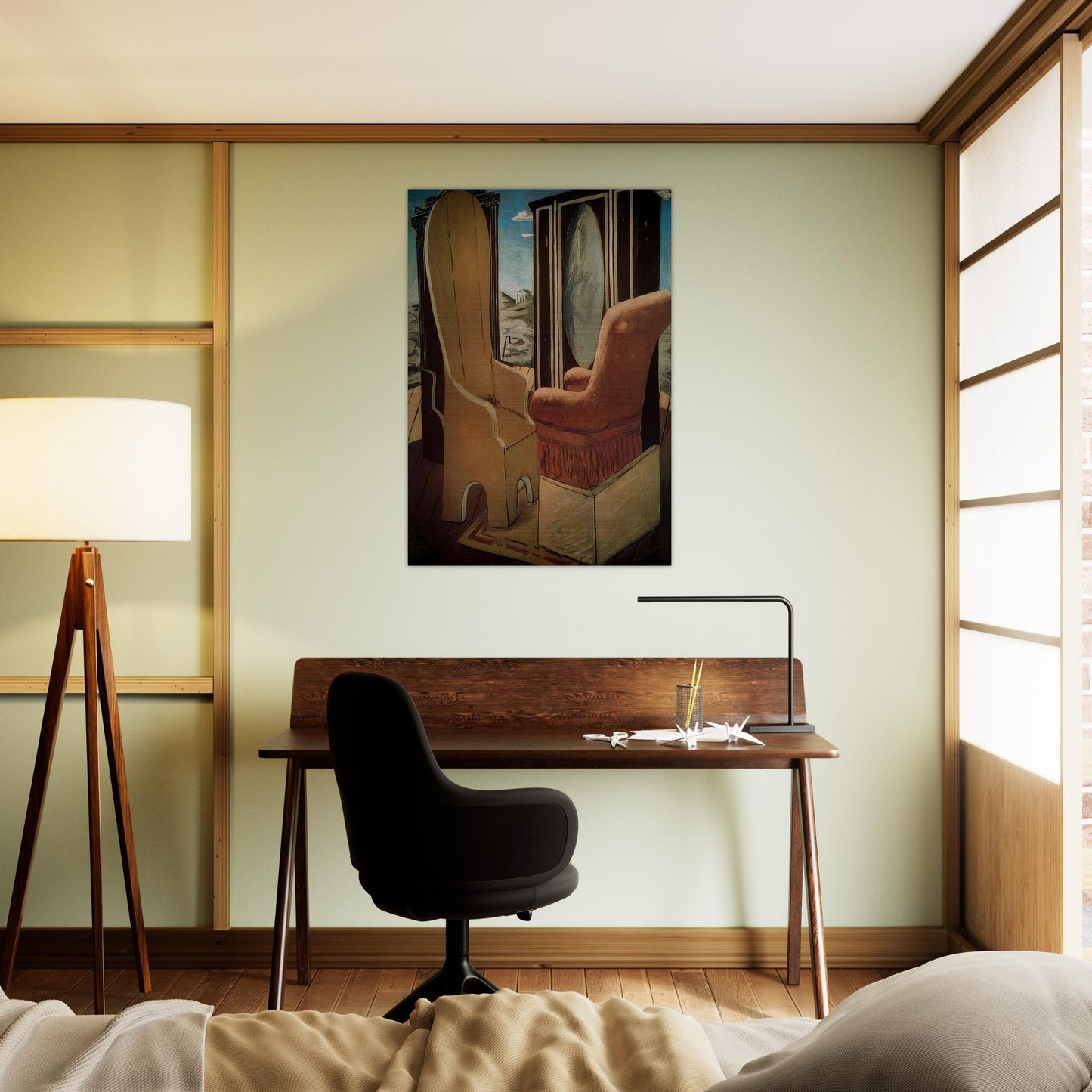 FURNITURE IN THE VALLEY - Giorgio de Chirico Brushed Aluminum Print - 70x100 cm / 28x40 inches | Giorgio de Chirico Aluminum Print | Giorgio de Chirico Prints