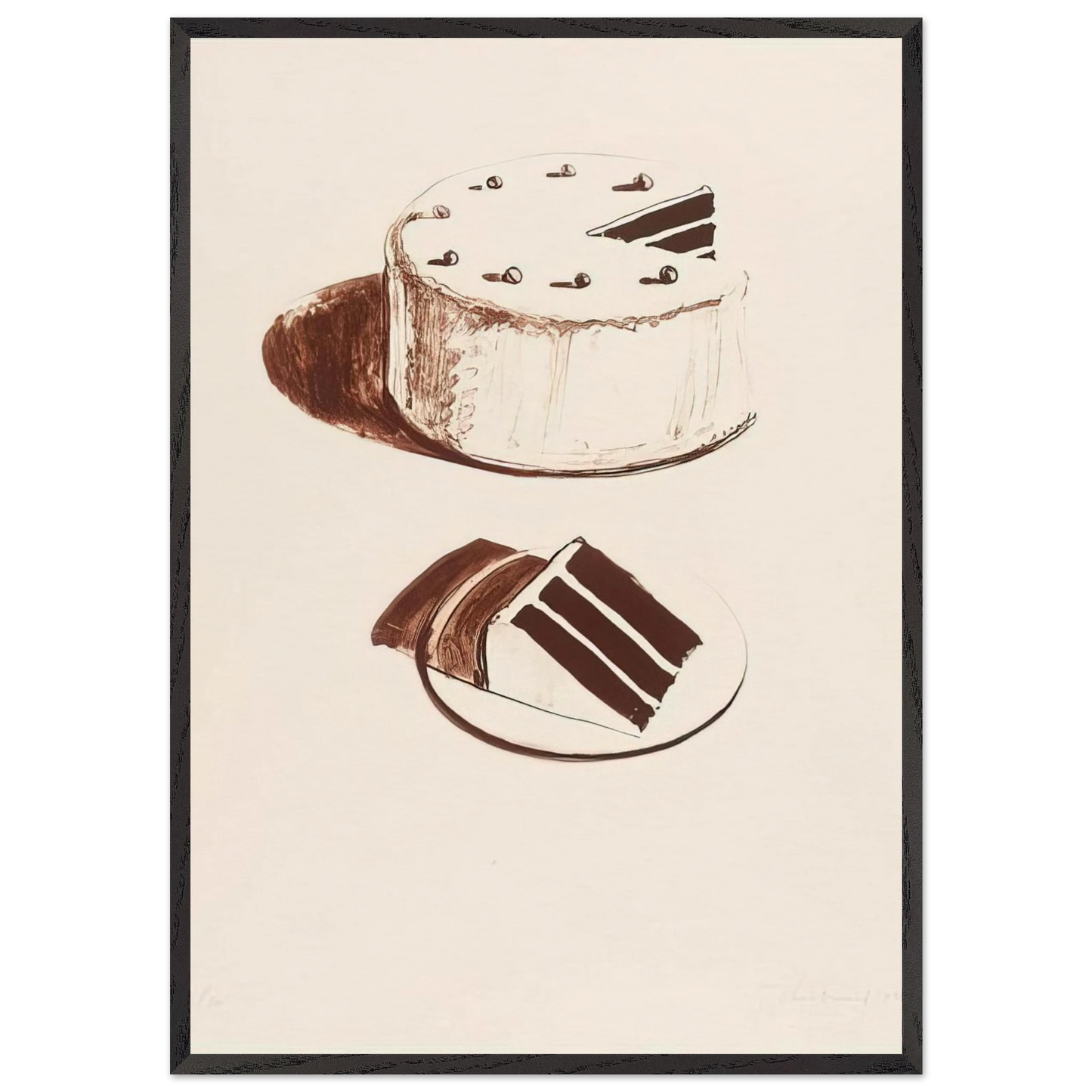Chocolate Cake - 1971 - Wayne Thiebaud 70x100 cm / 28x40 inches Framed Art Print – Black Wooden Frame