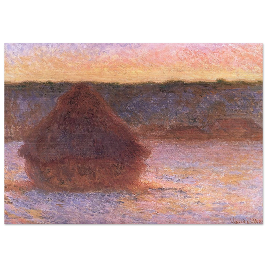Haystacks at Sunset, Frosty Weather - claude monet Brushed Aluminum Print - 70x100 cm / 28x40 inches | claude monet Aluminum Print | claude monet Prints