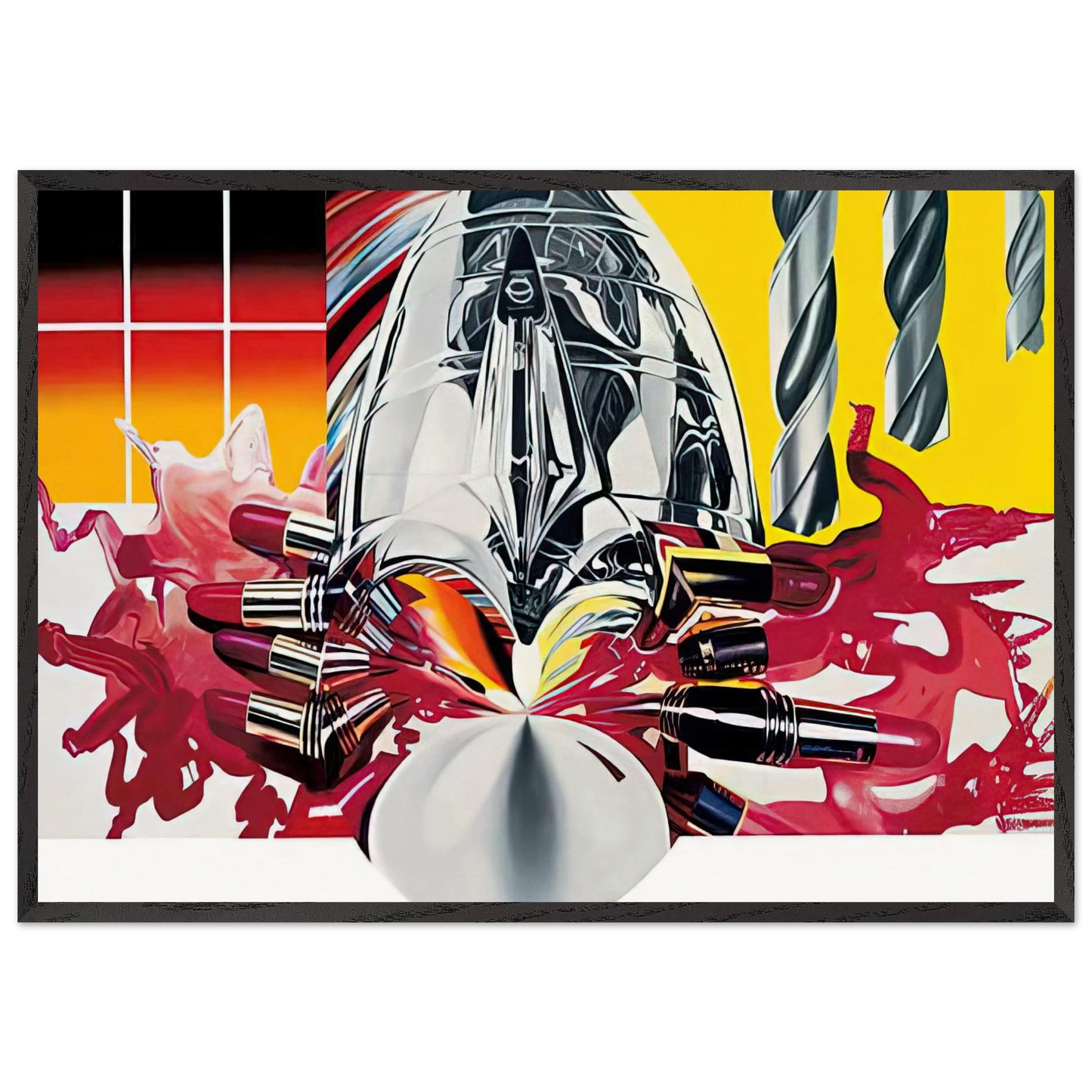 The Swimmer in the Econo-mist  painting 3  - James Rosenquist 70x100 cm / 28x40 inches Framed Art Print – Black Wooden Frame
