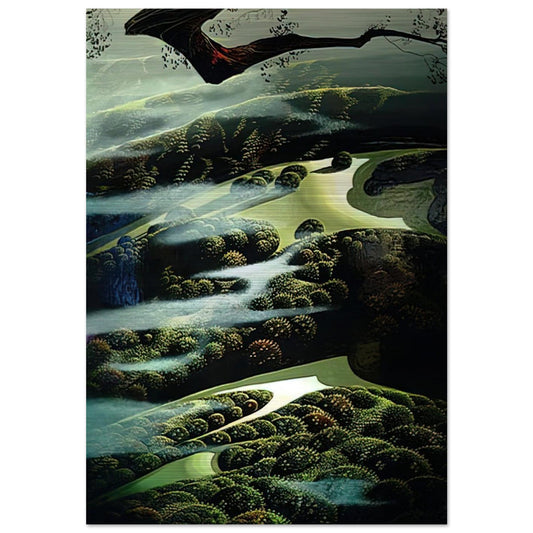 Carmel Valley Memory - Eyvind Earle Brushed Aluminum Print - 70x100 cm / 28x40 inches | Eyvind Earle Aluminum Print | Eyvind Earle Prints
