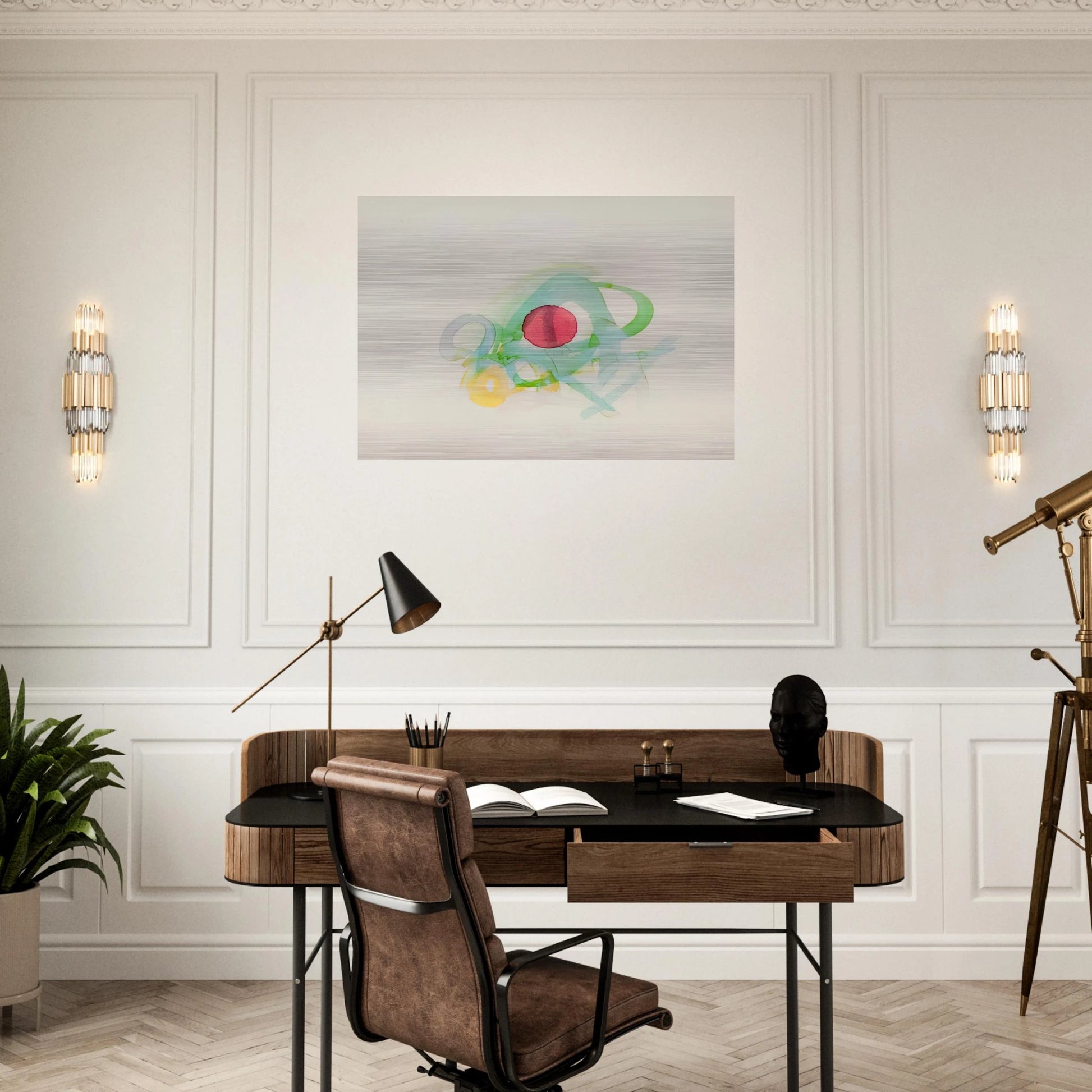 UNTITLED RED GREEN YELLOW AND BLUE - Luis Feito Brushed Aluminum Print - 70x100 cm / 28x40 inches | Luis Feito Aluminum Print | Luis Feito Prints