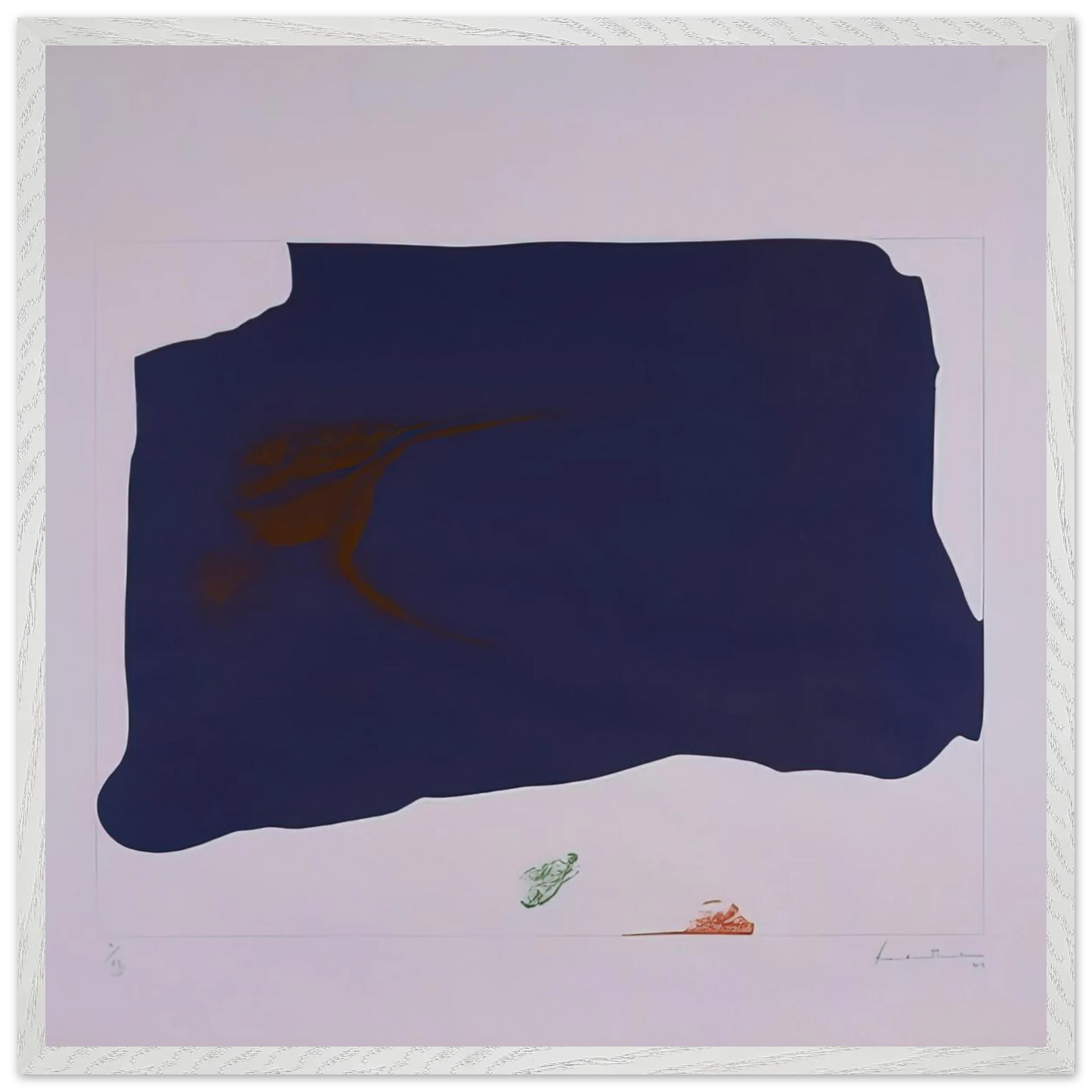 Helen Frankenthaler - Variation II on Mauve Corner - 1969 Wall art - 20x25 cm / 8x10 inches - Premium Wooden Framed Poster With Fine Art Paper-canvas - Black frame