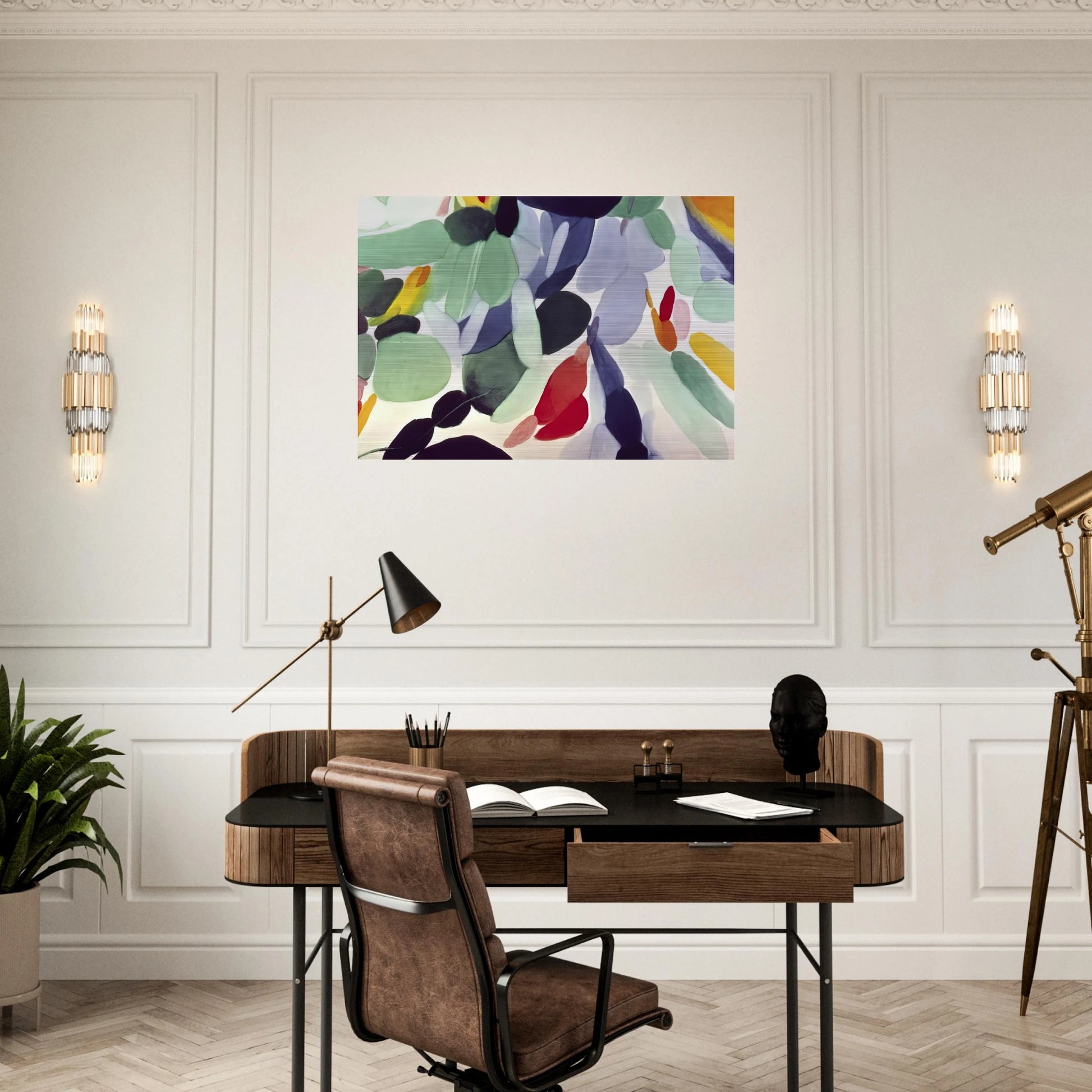 Seven Green Leagues - Alice Baber Brushed Aluminum Print - 70x100 cm / 28x40 inches | Alice Baber Aluminum Print | Alice Baber Prints