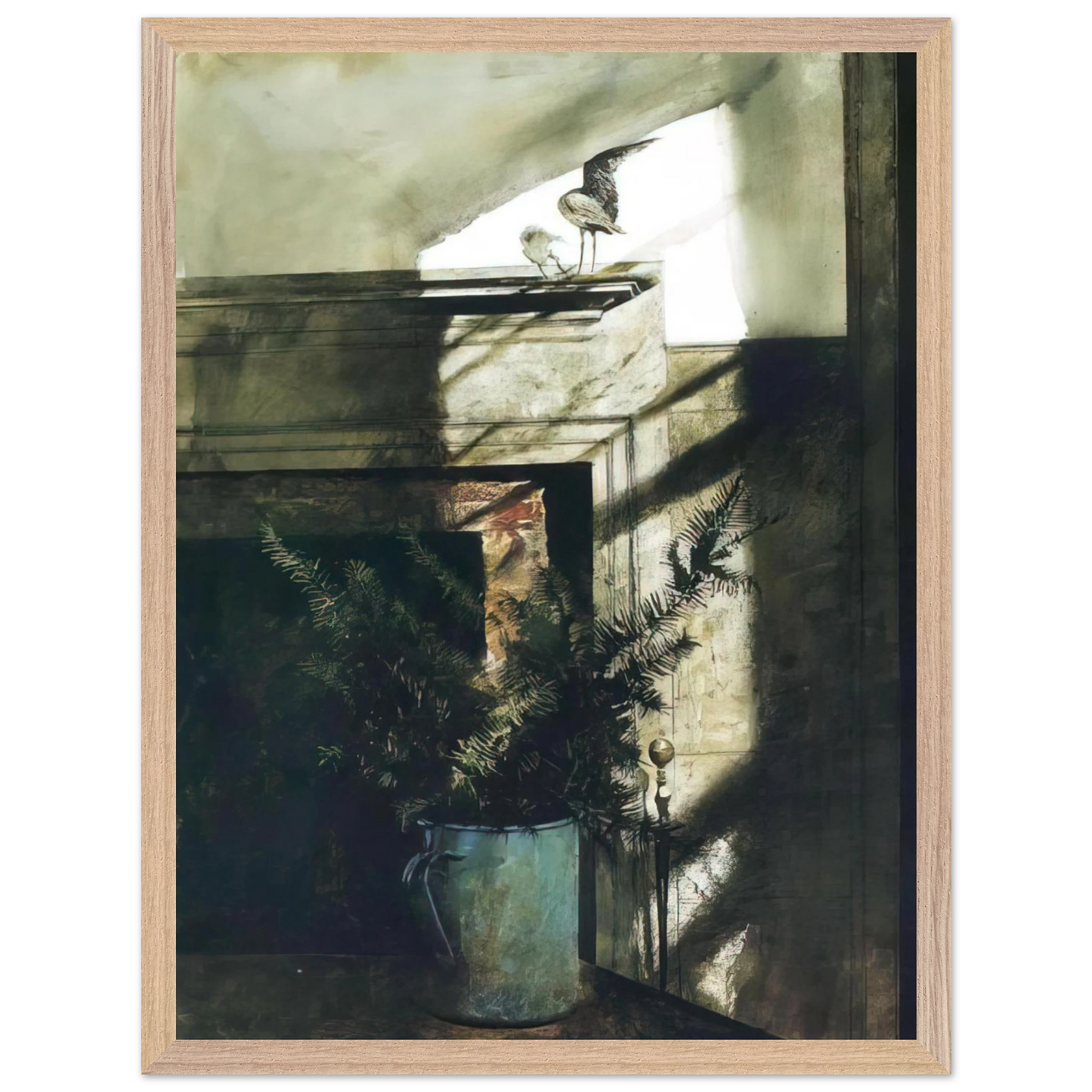 Andrew Wyeth - BIRD IN THE HOUSE Wall Art - 30x40 cm / 12x16 inches - Premium Wooden Framed Poster With Fine Art Paper-canvas - White frame