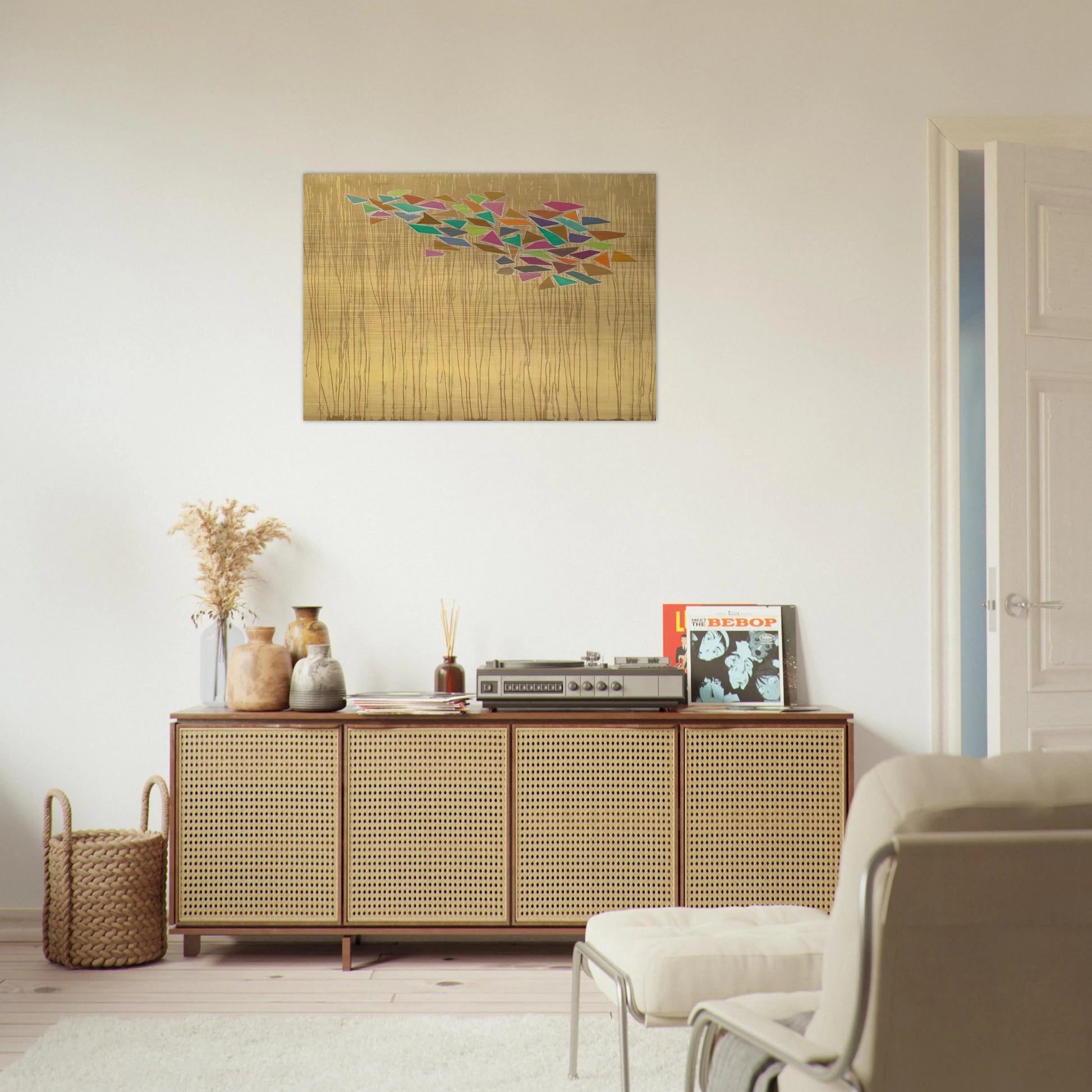 Colors on Tan - 1975 - Robert Goodnough Brushed Aluminum Print - 70x100 cm / 28x40 inches | Robert Goodnough Aluminum Print | Robert Goodnough Prints