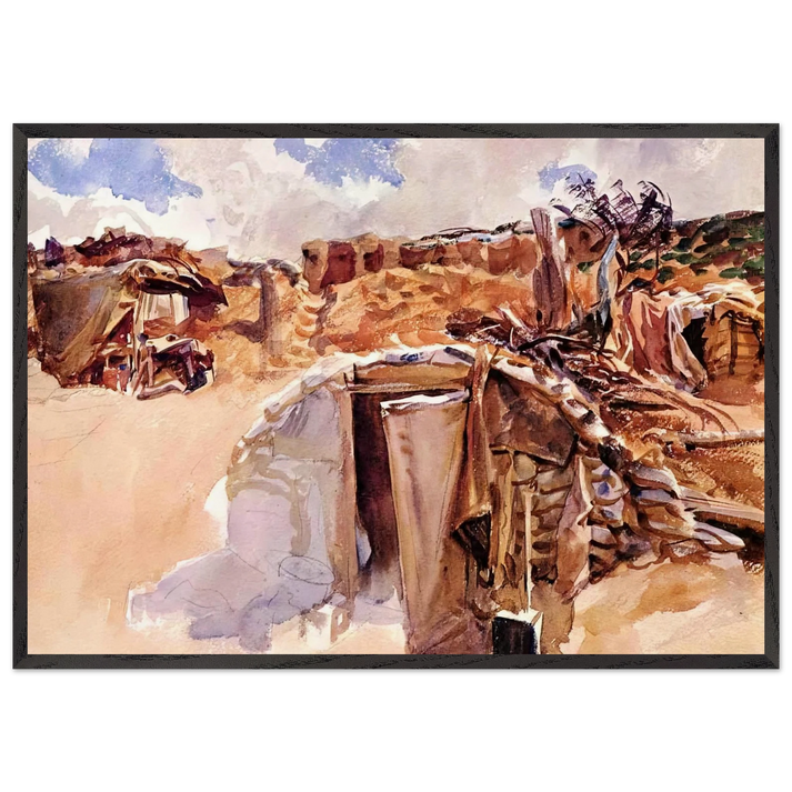 Dugout - John Singer Sargent 70x100 cm / 28x40 inches Framed Art Print – Black Wooden Frame