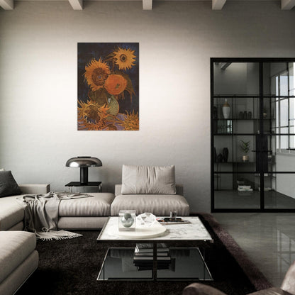 Still Life Vase with Five Sunflowers - Vincent van Gogh Brushed Aluminum Print - 70x100 cm / 28x40 inches | Vincent van Gogh Aluminum Print | Vincent van Gogh Prints