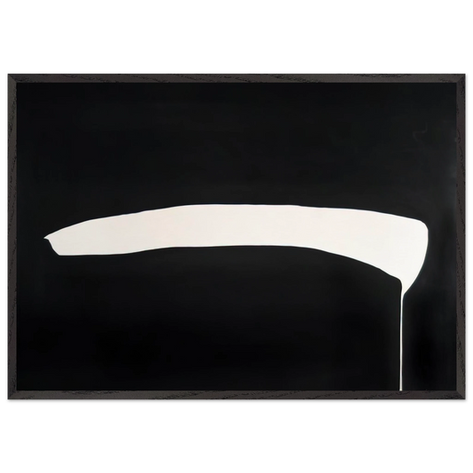 White Line on Black - 1968 - Jiro Yoshihara 70x100 cm / 28x40 inches Framed Art Print – Black Wooden Frame