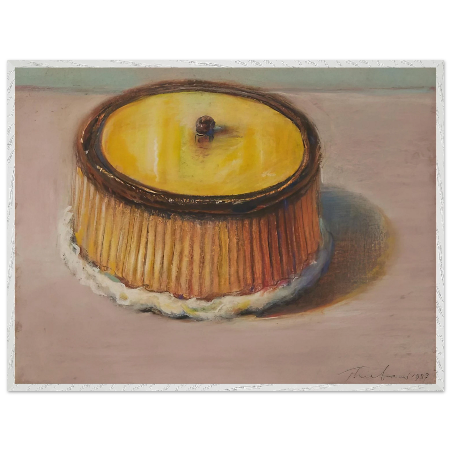 Wayne Thiebaud - Lemon Cake - 1997 Wall Art - 30x40 cm / 12x16 inches - Premium Wooden Framed Poster With Fine Art Paper - Black frame