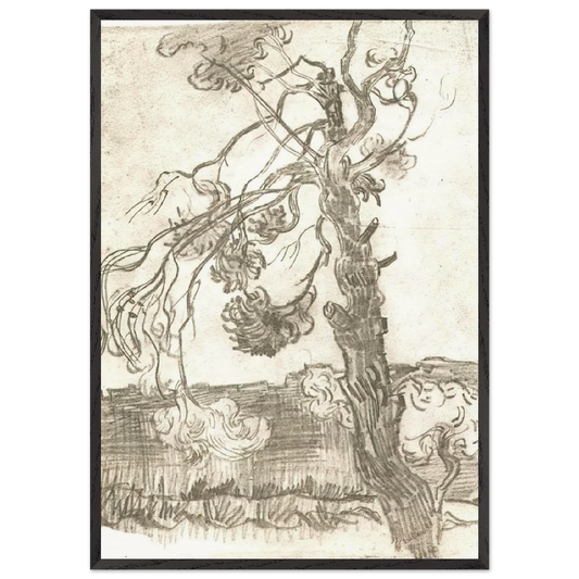 A Weather-Beaten Pine Tree - Vincent van Gogh 70x100 cm / 28x40 inches Framed Art Print – Black Wooden Frame