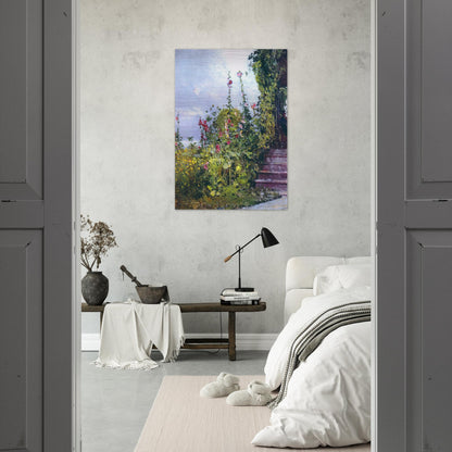 Celia Thaxter's Garden, Appledore, Isles of Shoals - Childe Hassam Brushed Aluminum Print - 70x100 cm / 28x40 inches | Childe Hassam Aluminum Print | Childe Hassam Prints