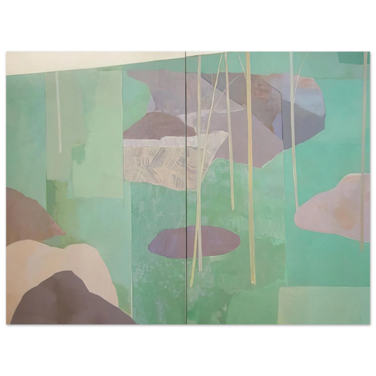 Kenzo Okada - Young Bamboo Diptych - Abstract Expressionism  75x100 cm / 30x40inches Fine Art Poster