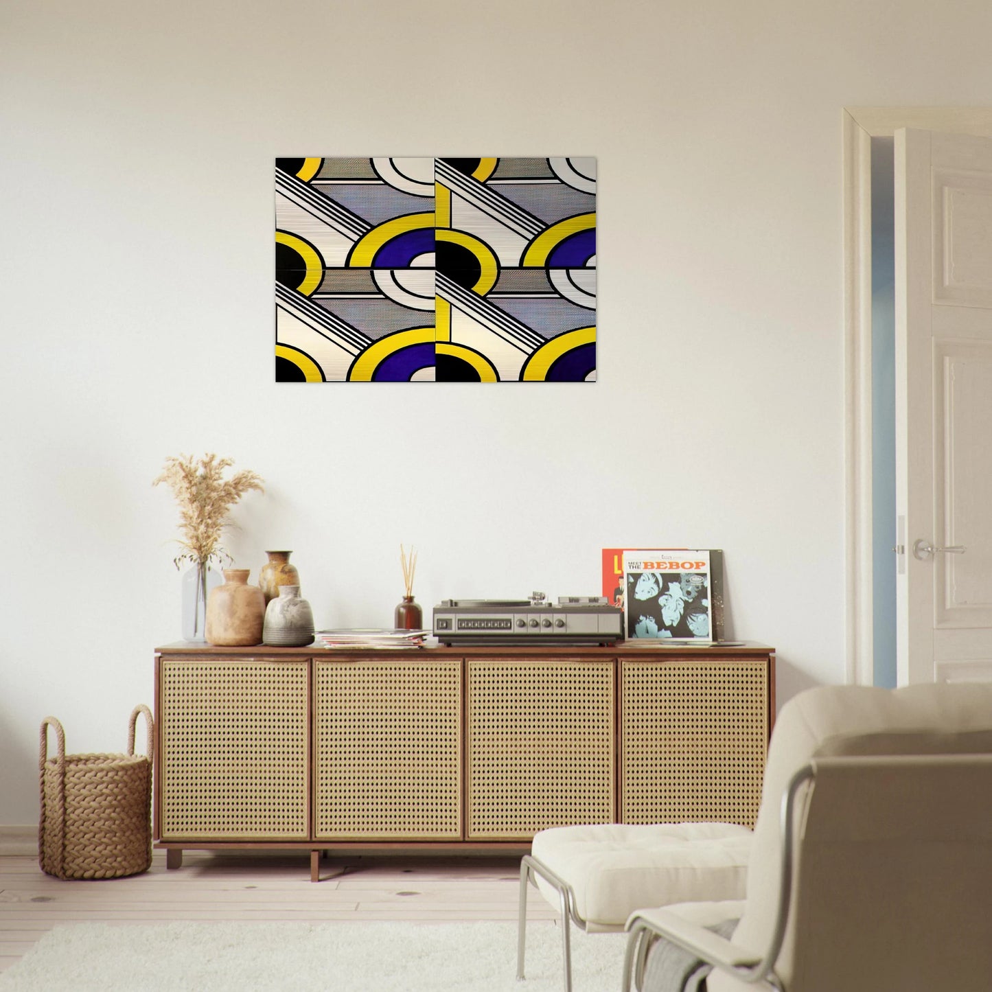 MODULAR PAINTING WITH FOUR PANELS 1 1969 - Roy Lichtenstein Brushed Aluminum Print - 70x100 cm / 28x40 inches | Roy Lichtenstein Aluminum Print | Roy Lichtenstein Prints