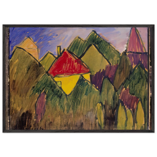 ROTE GIEBEL ROTE D CHER 1910 - Alexej von Jawlensky 70x100 cm / 28x40 inches Framed Art Print – Black Wooden Frame