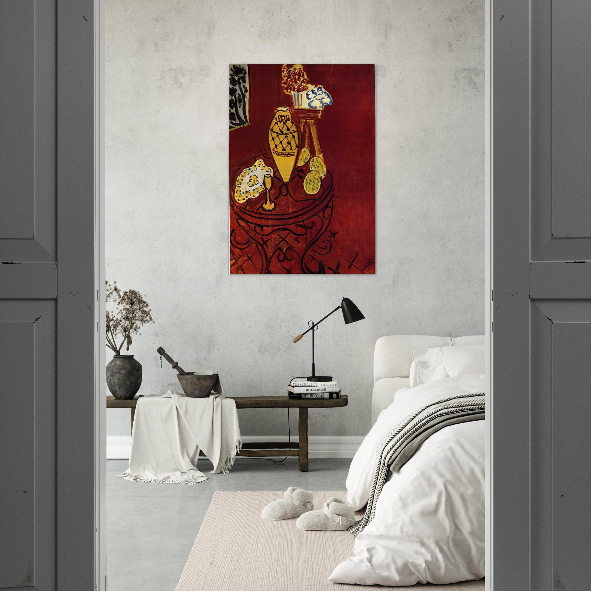 INTERIOR IN VENETIAN RED 1946 - Henri Matisse Brushed Aluminum Print - 70x100 cm / 28x40 inches | Henri Matisse Aluminum Print | Henri Matisse Prints