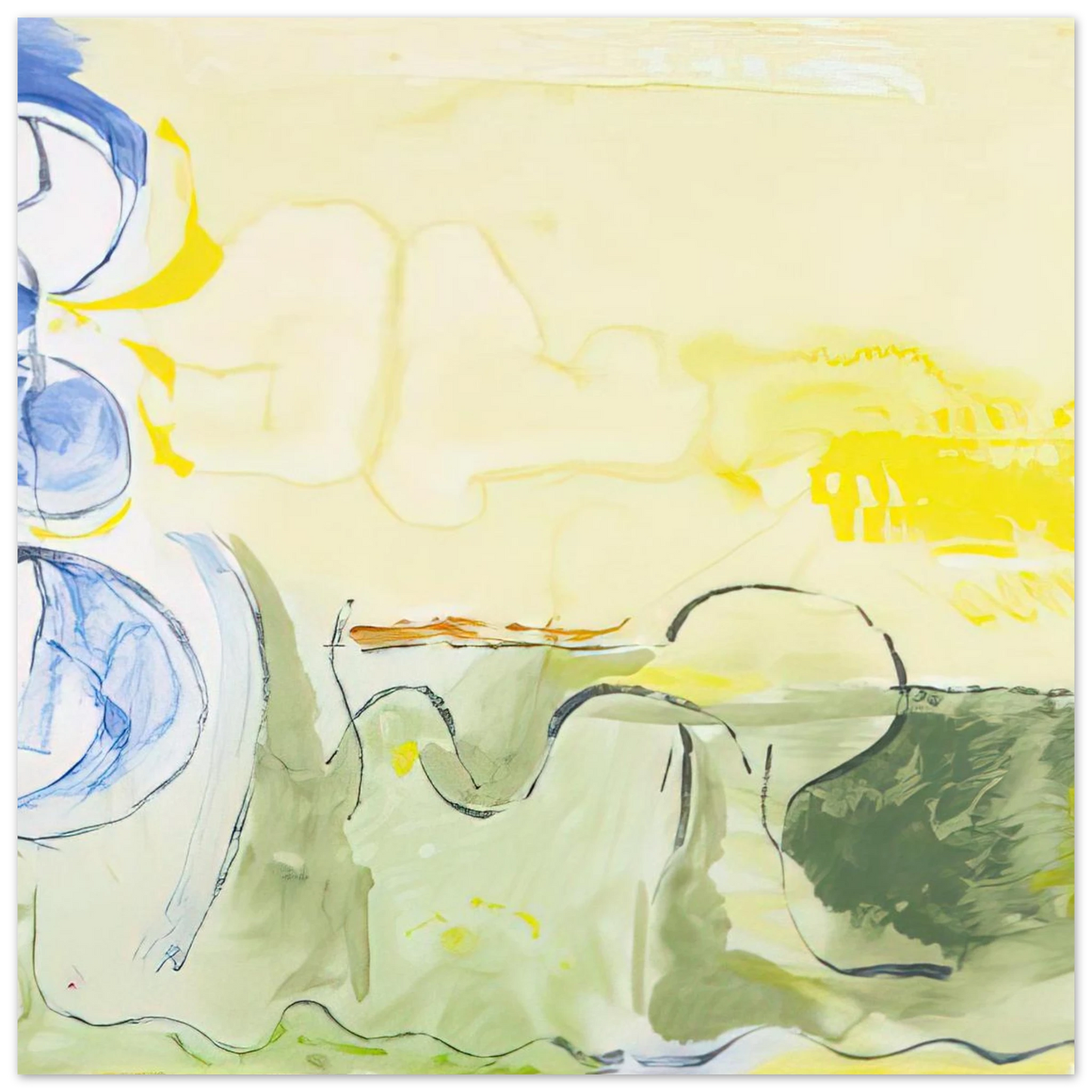 Helen Frankenthaler - Flotilla - 2006 Wall art - 40x40 cm / 16x16 inches - Premium Wooden Framed Poster With Fine Art Paper-canvas - White frame
