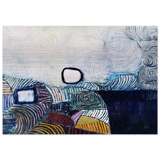 Spiral Development in Green Violet Blue  Gold - 1951 - Victor Pasmore Brushed Aluminum Print - 70x100 cm / 28x40 inches | Victor Pasmore Aluminum Print | Victor Pasmore Prints