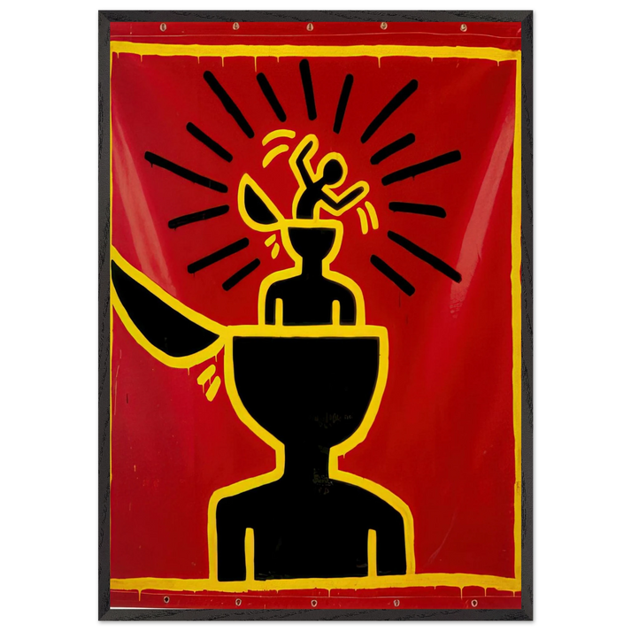 UNTITLED 1982 N6 - Keith Haring 70x100 cm / 28x40 inches Framed Art Print – Black Wooden Frame