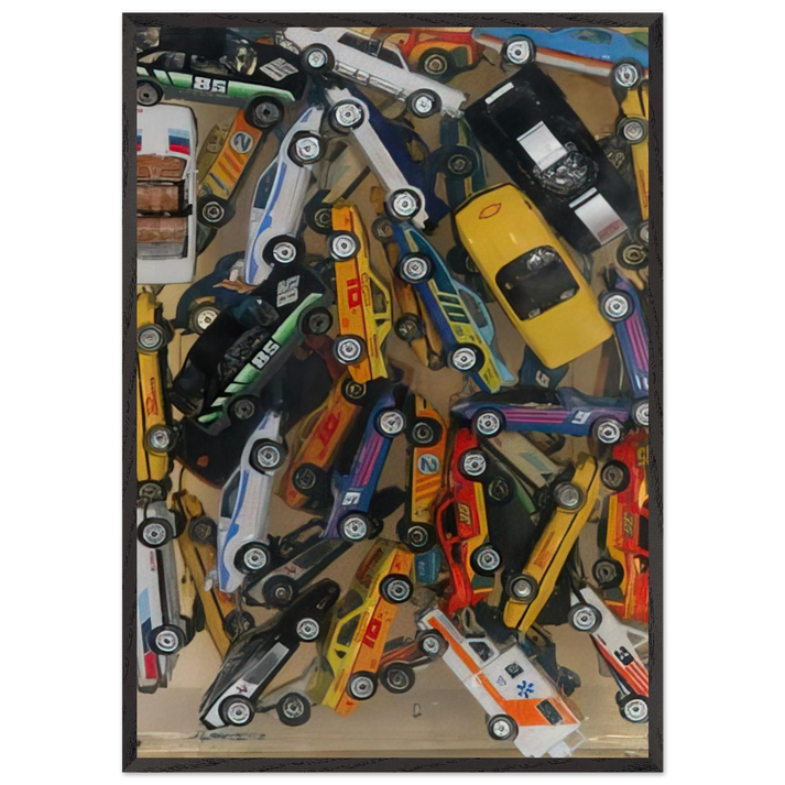 Car Accumulation Matchbox Cars - 1985 - Arman 70x100 cm / 28x40 inches Framed Art Print – Black Wooden Frame