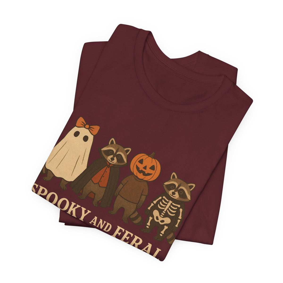 Spooky Raccoon Shirt, Grappige Halloween Grafisch T-shirt, Schattig Vintage Herfst T-shirt, Trendy Vrouwen Halloween Shirt, Feral Raccoon T-shirt