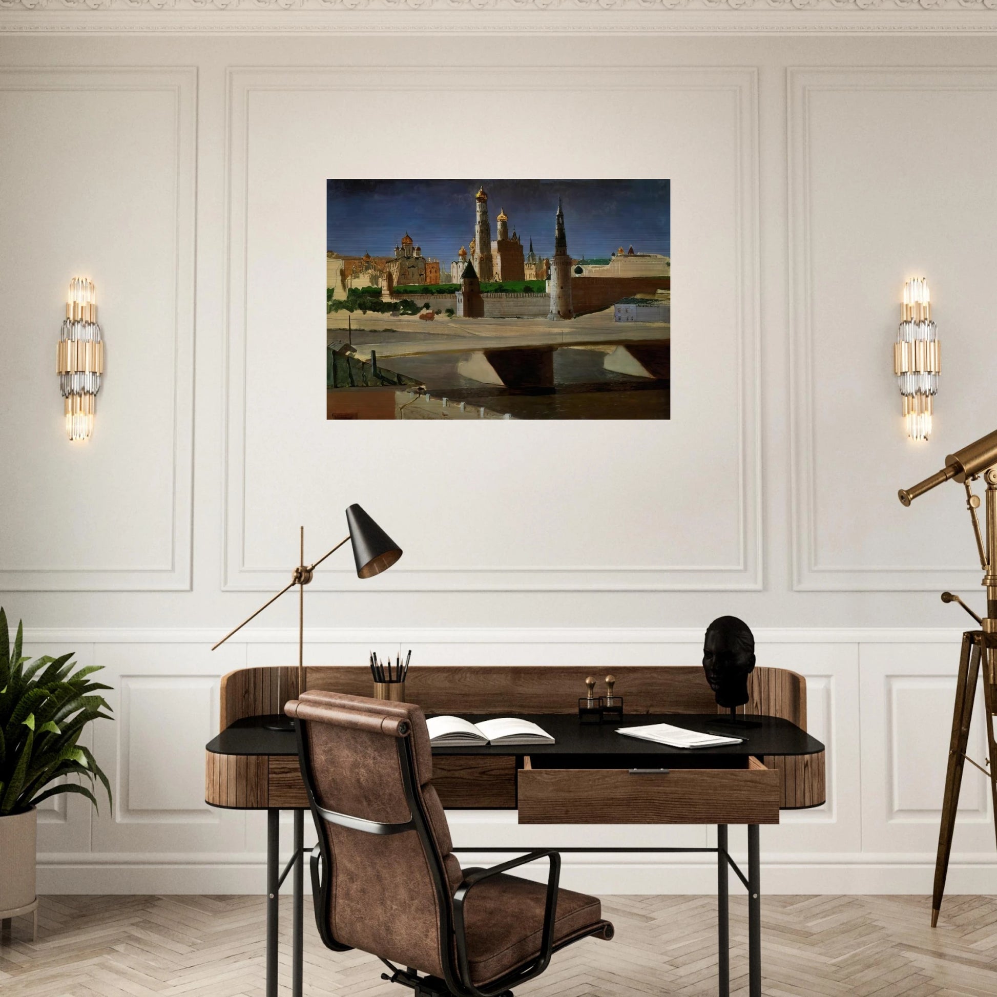 View of the Kremlin from the Zamoskvorechye District - Arkhyp Kuindzhi Brushed Aluminum Print - 70x100 cm / 28x40 inches | Arkhyp Kuindzhi Aluminum Print | Arkhyp Kuindzhi Prints