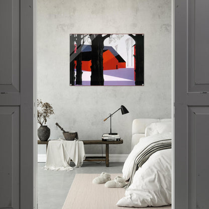 Red Barn - Eyvind Earle Acrylic Print - 70x100 cm / 28x40″ inches