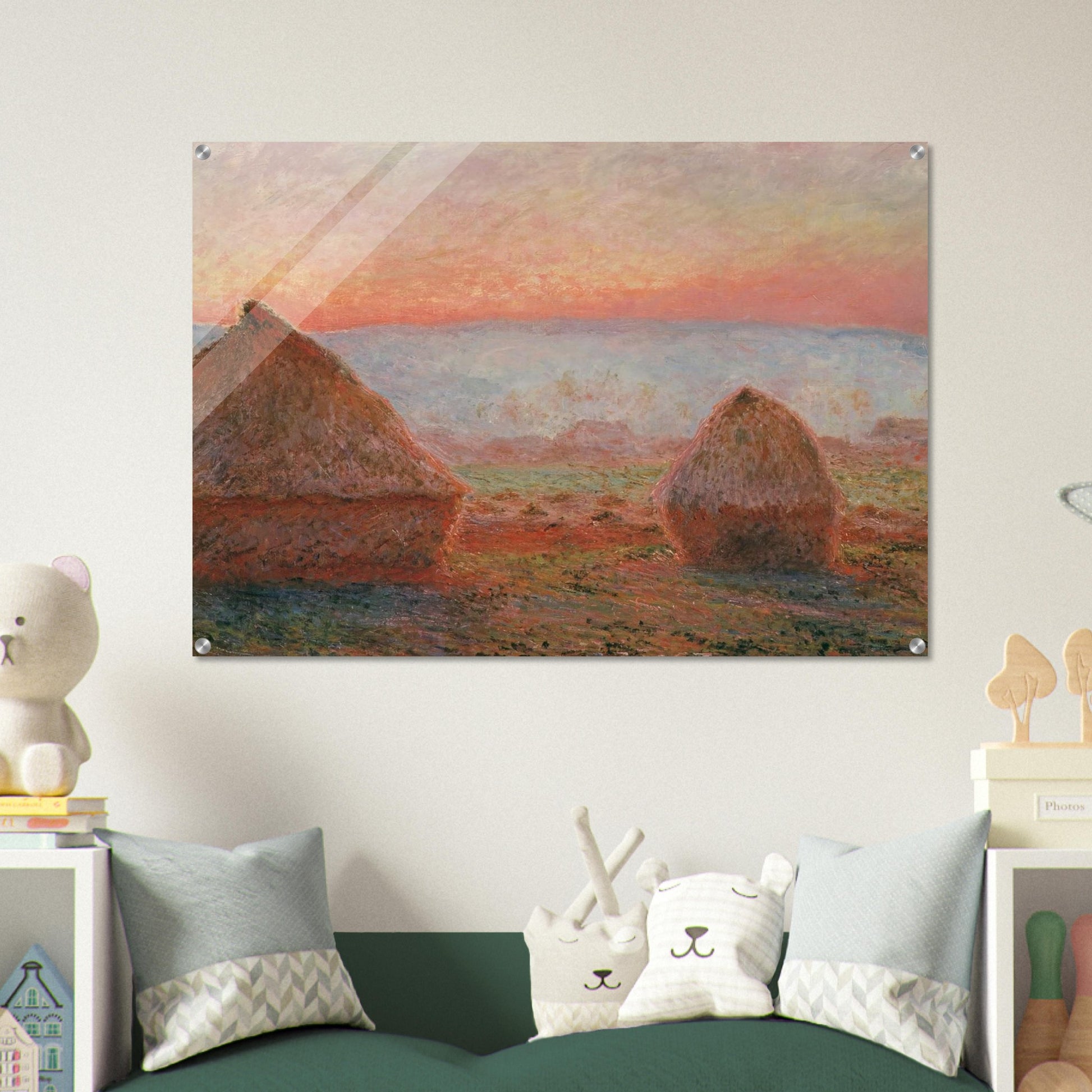 Haystacks at Giverny, the Evening Sun - claude monet Acrylic Print - 70x100 cm / 28x40″ inches | claude monet Wall Art | claude monet Prints