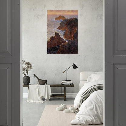 Rocks at Belle-Ile, Port-Domois - claude monet Brushed Aluminum Print - 70x100 cm / 28x40 inches | claude monet Aluminum Print | claude monet Prints