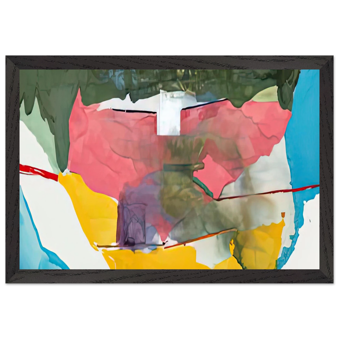 Helen Frankenthaler - Off White Square, 1973- Wall Art - 21x29.7 cm / 8x12" - Premium Wooden Framed Poster With Fine Art Paper-canvas - Black frame