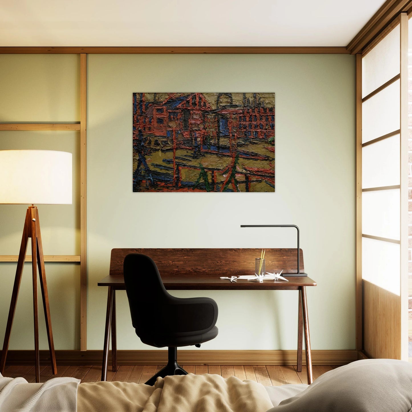 BEHIND CAMDEN TOWN STATION SUMMER EVENING - Frank Auerbach Brushed Aluminum Print - 70x100 cm / 28x40 inches | Frank Auerbach Aluminum Print | Frank Auerbach Prints